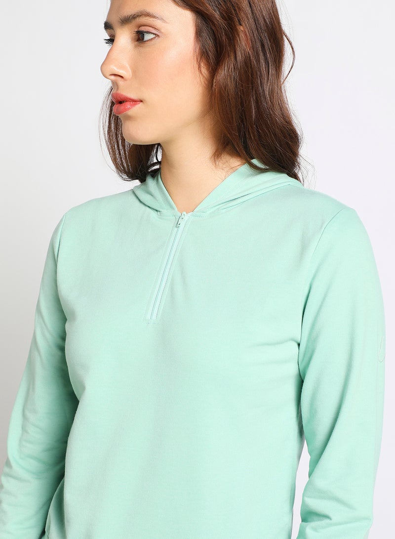 Womens Long Sleeve Lifestyle With Hooded Neck Front Zip Up Mint - v1636606524/N47963138V_4