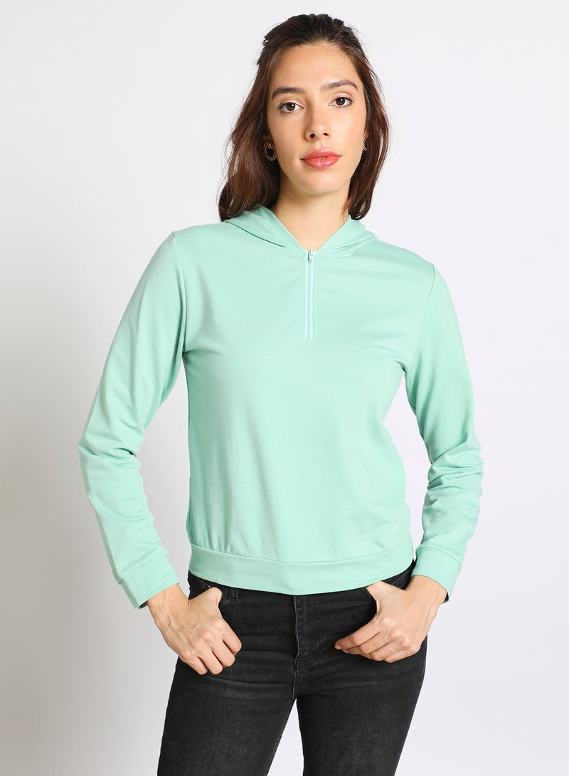 Aila - Womens Long Sleeve Lifestyle With Hooded Neck Front Zip Up Mint - Image 1