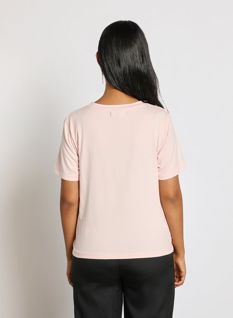 Aila Women's Casual Front Twist Sweetheart Neck Short Sleeve Knitted Top Pink  - Image 3