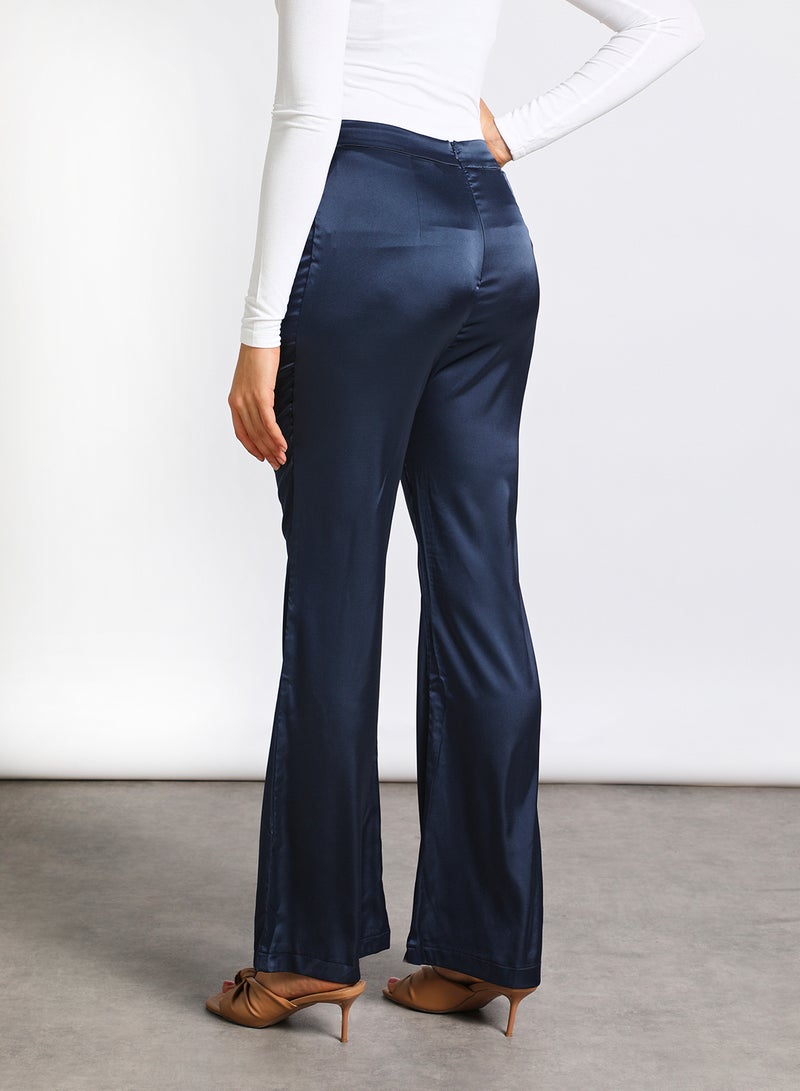 Aila Women's Plain Casual Silky Pants Navy Blue  - Image 3