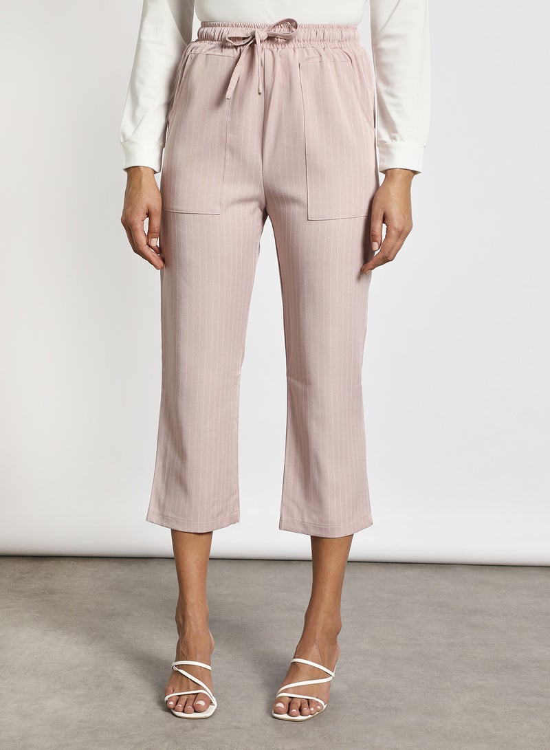 Aila Women's Elastic Band Bowknot Plain Casual Pants Pink  - Image 1