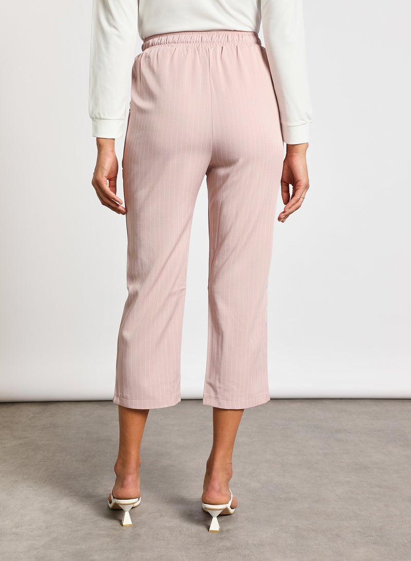 Aila Women's Elastic Band Bowknot Plain Casual Pants Pink  - Image 3