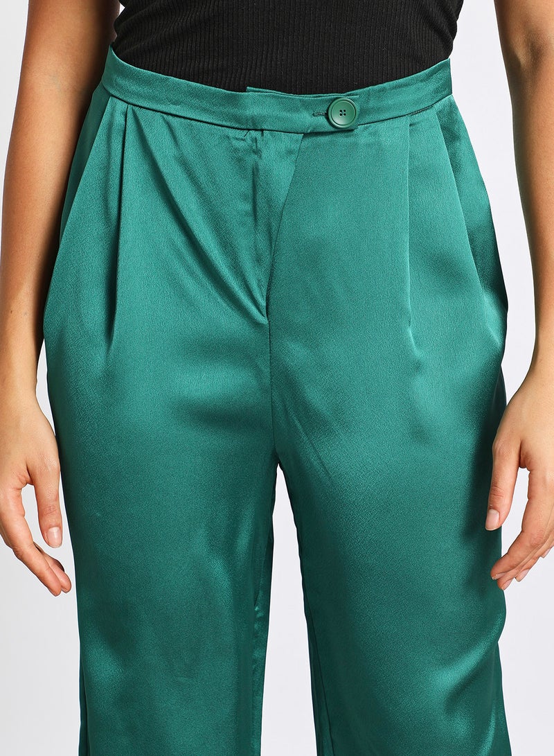 Aila Women's Silky Plain Casual Pants Green  - Image 4