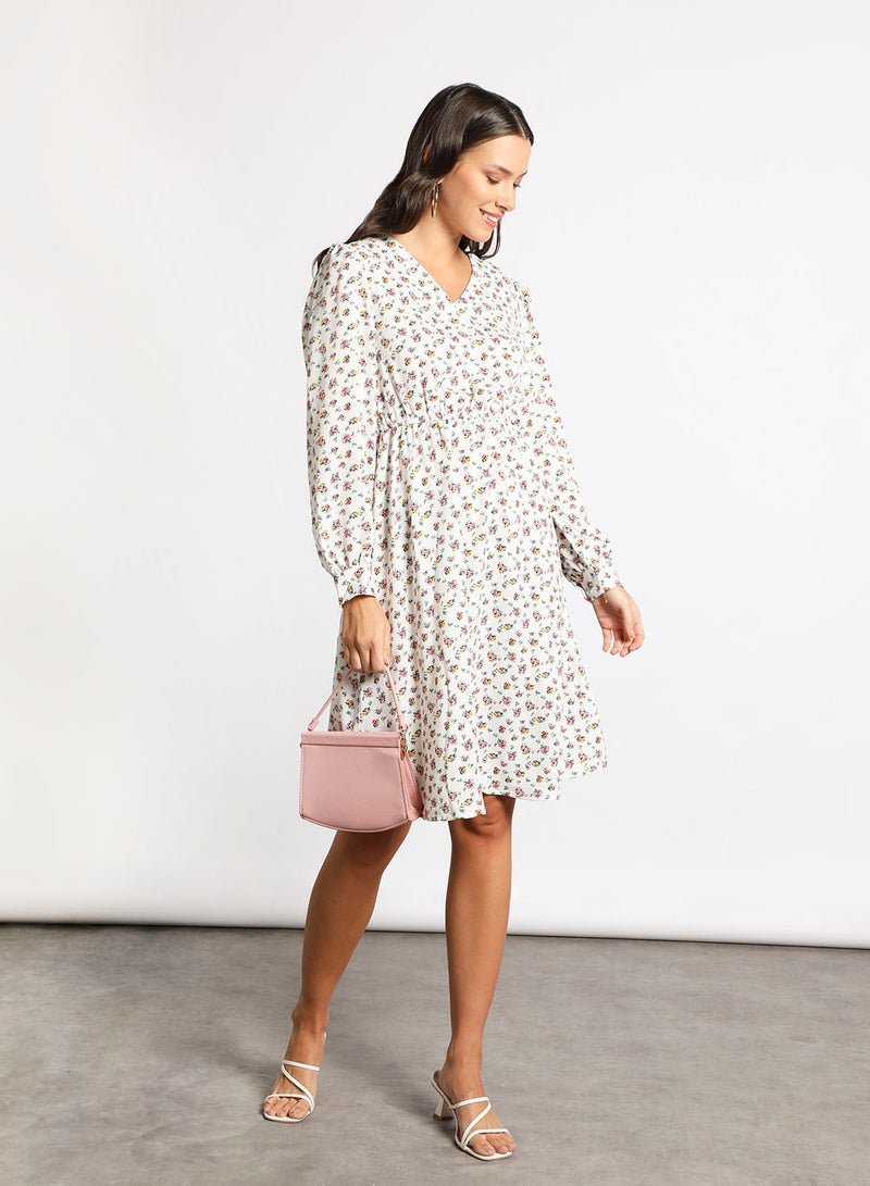 Aila - Women's Casual V-Neck Floral Print Long Sleeve Maxi Dress 1-Floral Print - Image 1