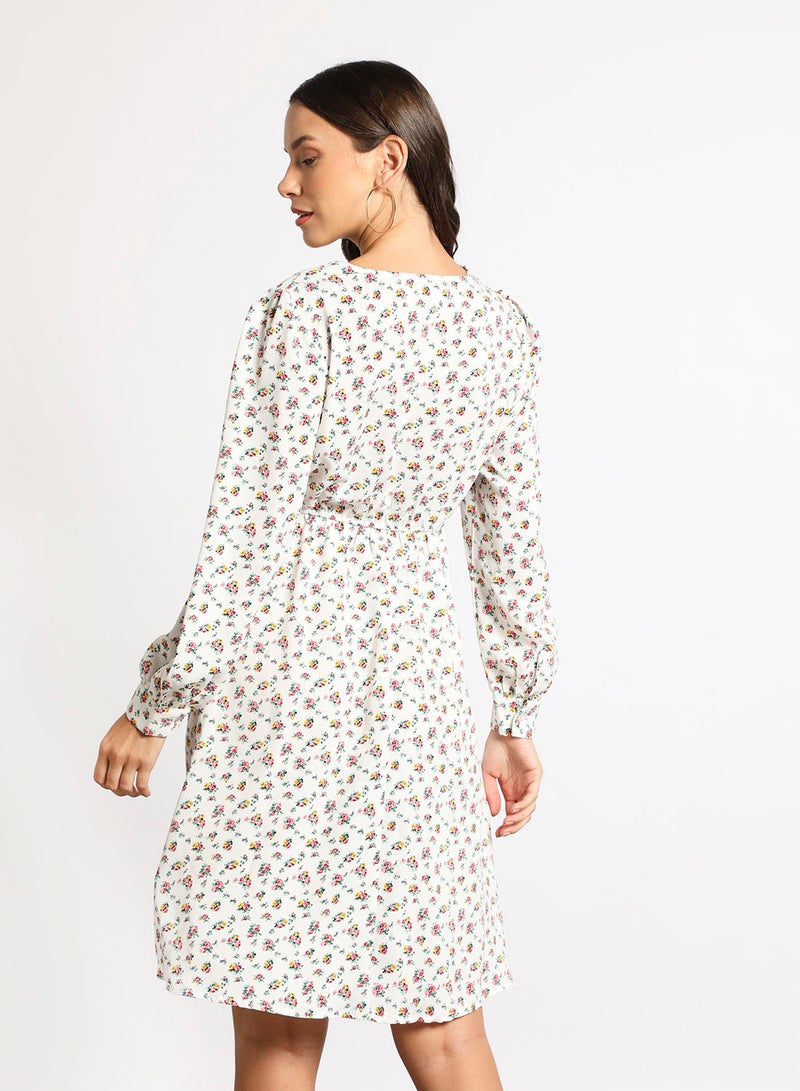 Aila - Women's Casual V-Neck Floral Print Long Sleeve Maxi Dress 1-Floral Print - Image 1