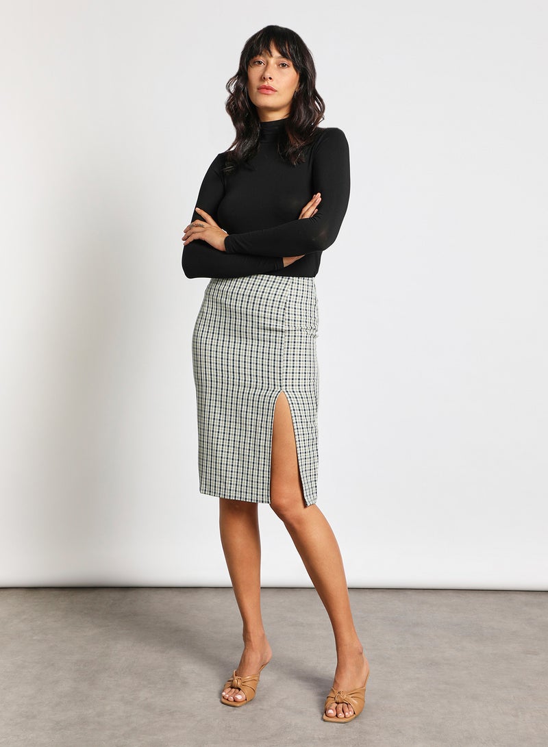 Aila - Women split hem plaid skirt Multicolor - Image 1
