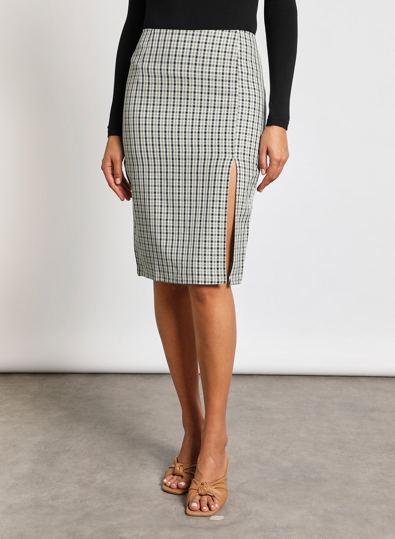 Aila - Women split hem plaid skirt Multicolor - Image 1