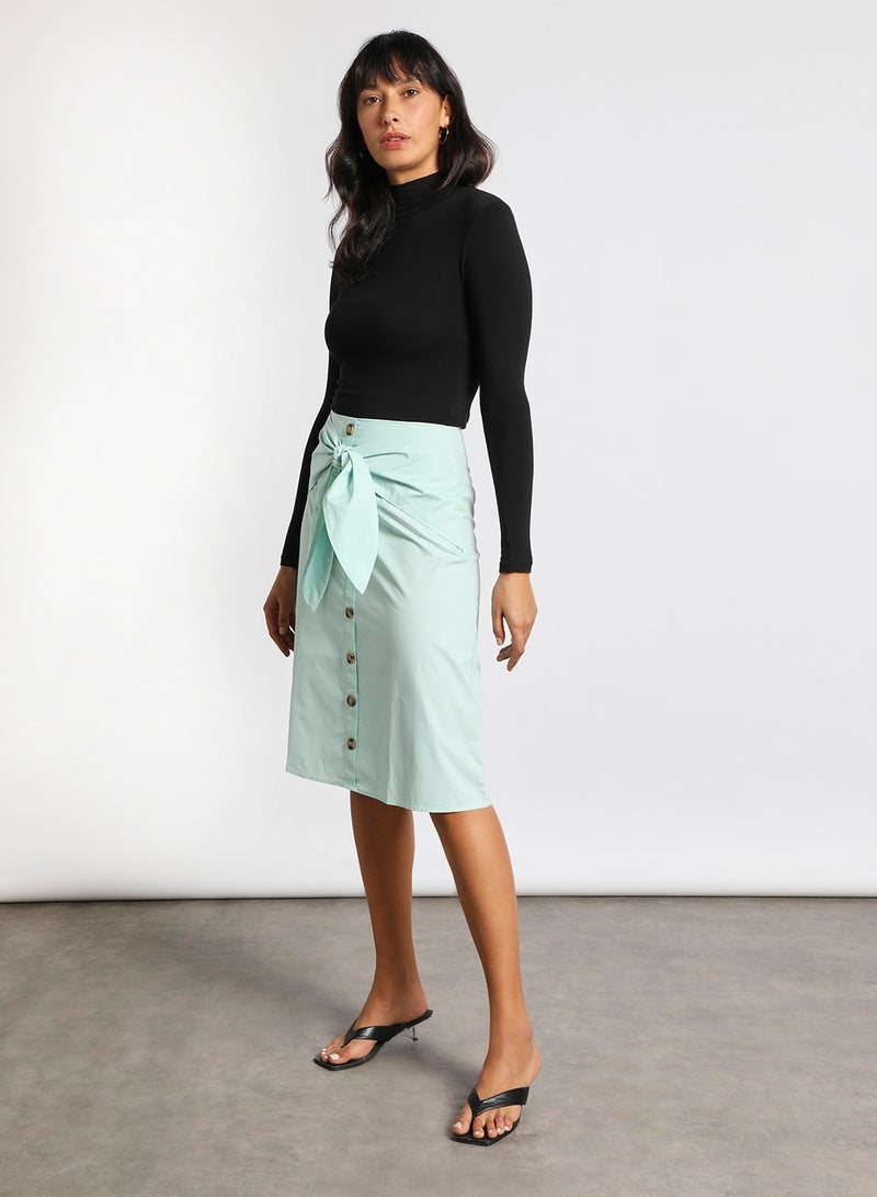 Aila Front button A-Line skirt Mint - Image 2