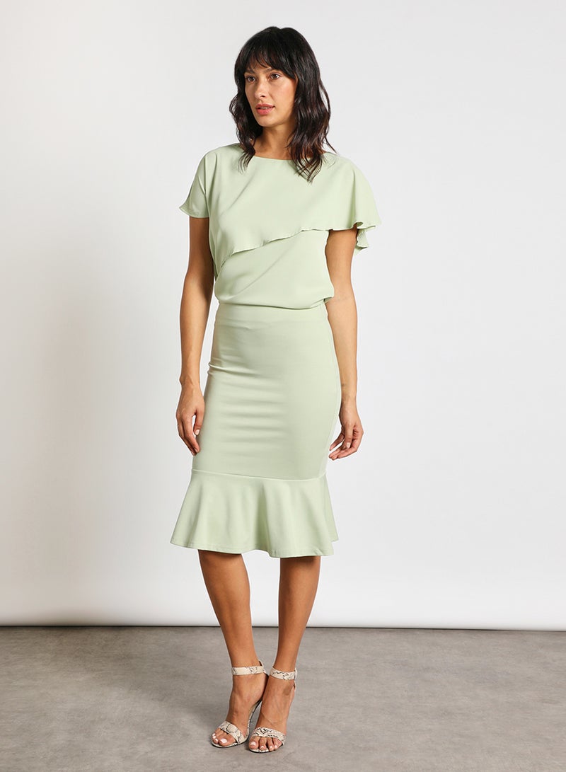 Aila Solid Mermaid hem skirt Pastel Green - Image 2