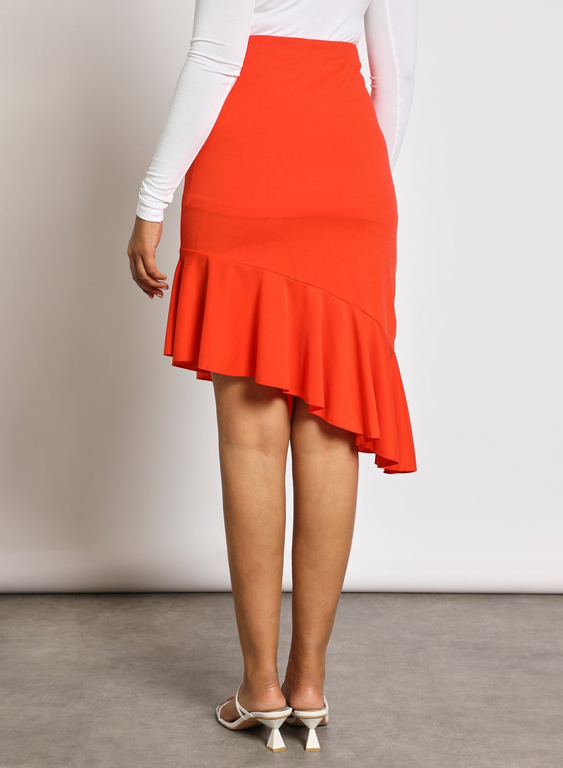 Aila - Ruffle trim skirt Red - Image 1
