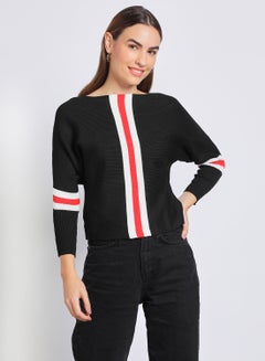 Aila Women Special  Striped Long Sleeve Cardigan Black  - Image 1