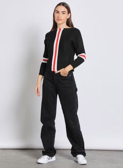 Aila Women Special  Striped Long Sleeve Cardigan Black  - Image 2