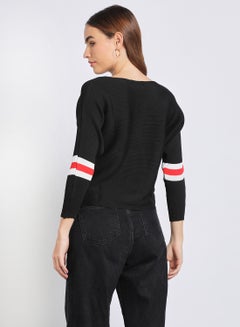 Aila Women Special  Striped Long Sleeve Cardigan Black  - Image 3