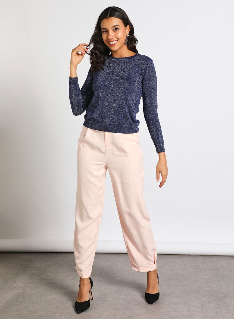 Aila Women Round Neck Long Sleeve Cardigan Blue  - Image 2