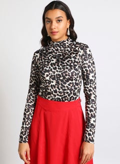 Women Turtle Neck All Print Body Suit Multicolour