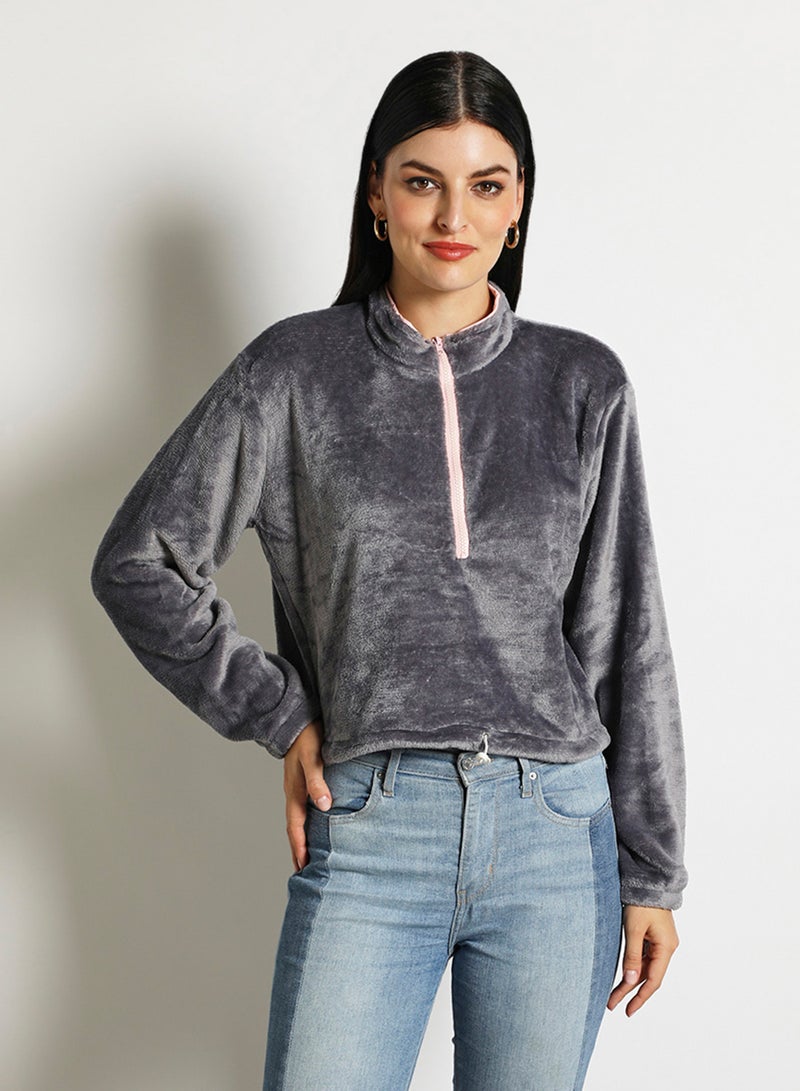Aila Women Short Pullover Sweater Dark Grey  - Image 1