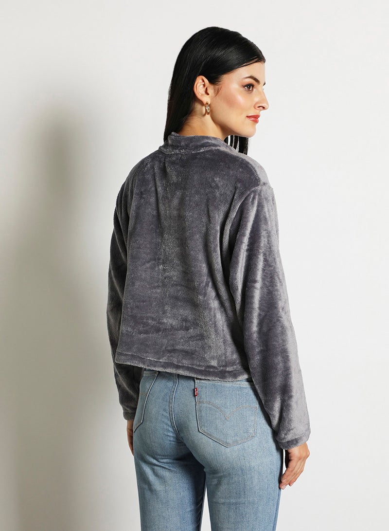 Aila Women Short Pullover Sweater Dark Grey  - Image 3