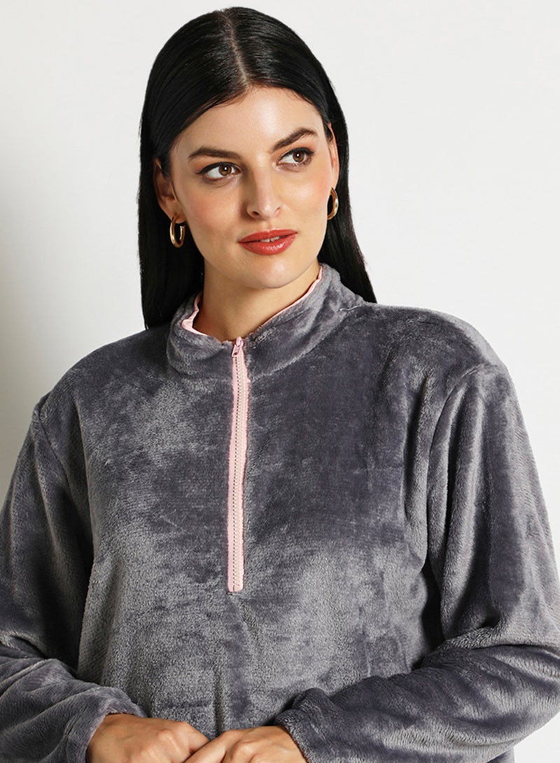 Aila Women Short Pullover Sweater Dark Grey  - Image 4