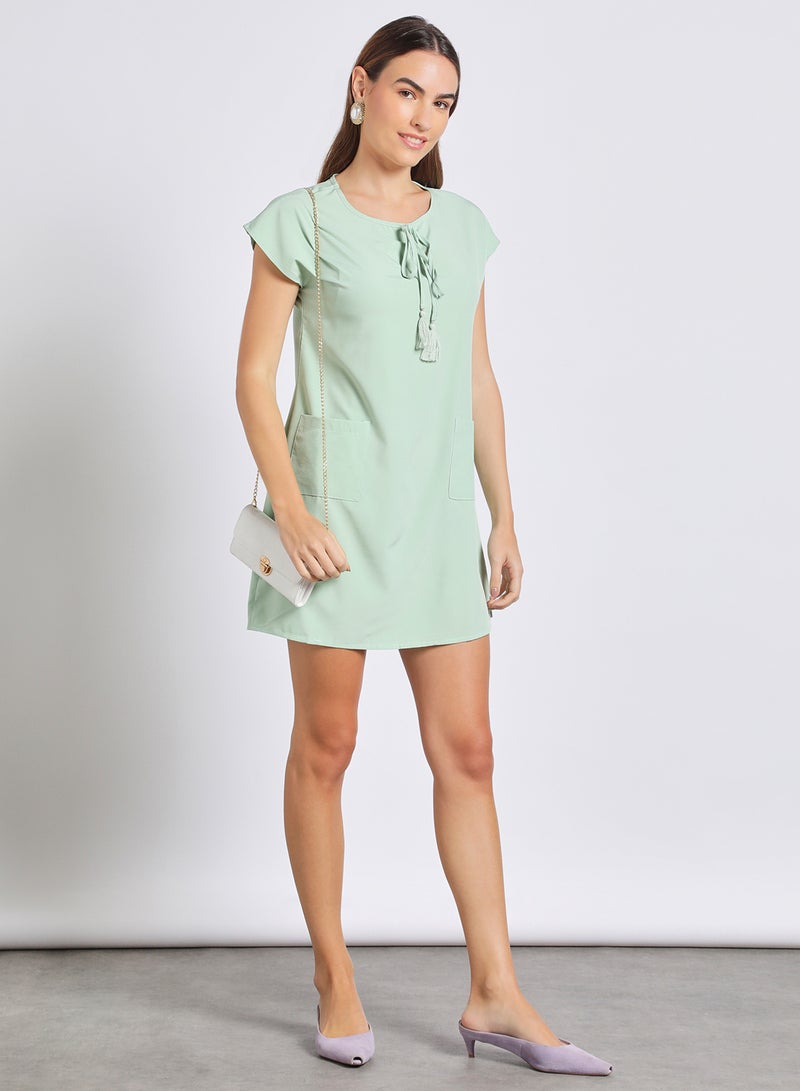 Aila Women'S Casual Knee Length Sleeveless Plain Basic Dress Green - Image 2