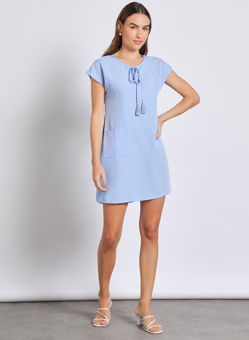 Aila Women'S Casual Knee Length Sleeveless Plain Basic Dress Blue  - Image 1