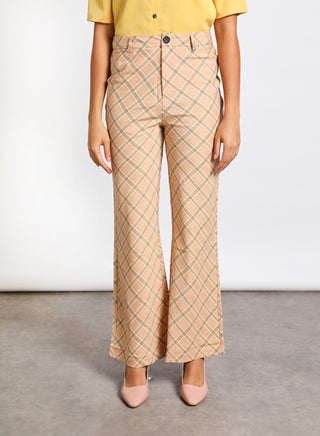 Women's Overlapping Bell-bottom Casual Stylish Pants Brown - v1636606681/N48684048V_1