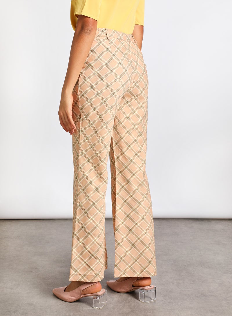 Women's Overlapping Bell-bottom Casual Stylish Pants Brown
