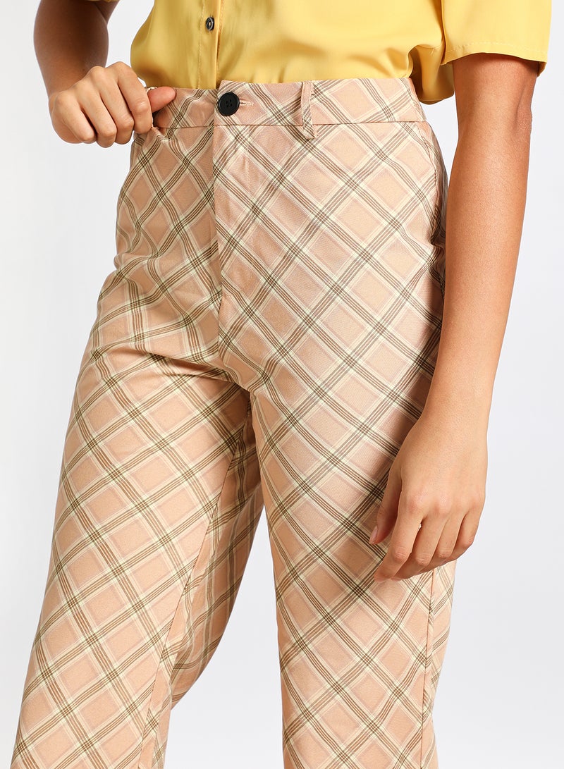 Women's Overlapping Bell-bottom Casual Stylish Pants Brown