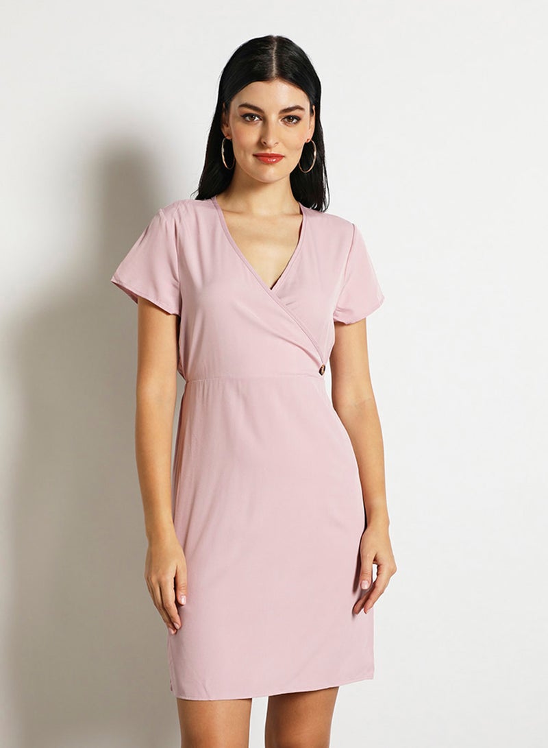 Aila Women'S Casual Knee Length Short Sleeve Slim Fit Dress Light Purple  - Image 1