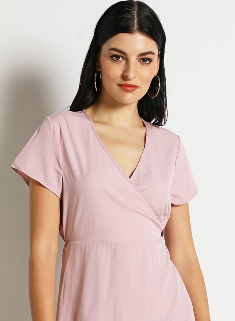 Aila Women'S Casual Knee Length Short Sleeve Slim Fit Dress Light Purple  - Image 4