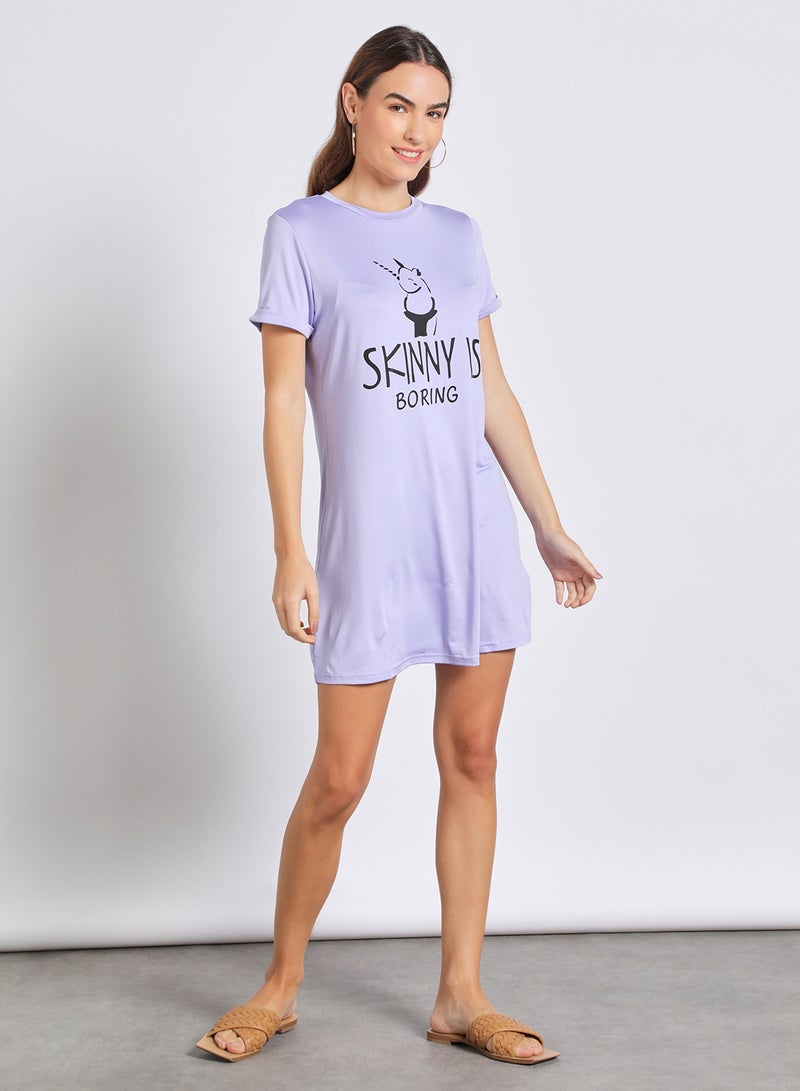 Aila Women'S Casual Short Sleeve Printed Dress Purple  - Image 1