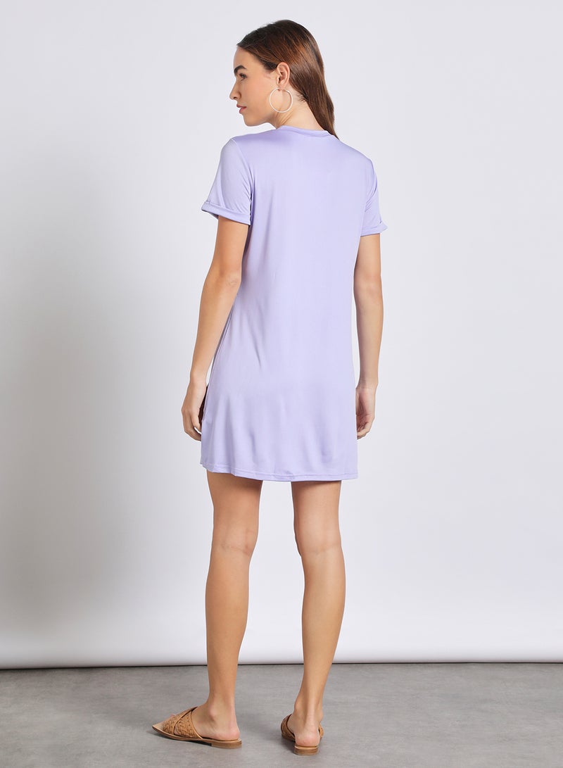 Aila Women'S Casual Short Sleeve Printed Dress Purple  - Image 3