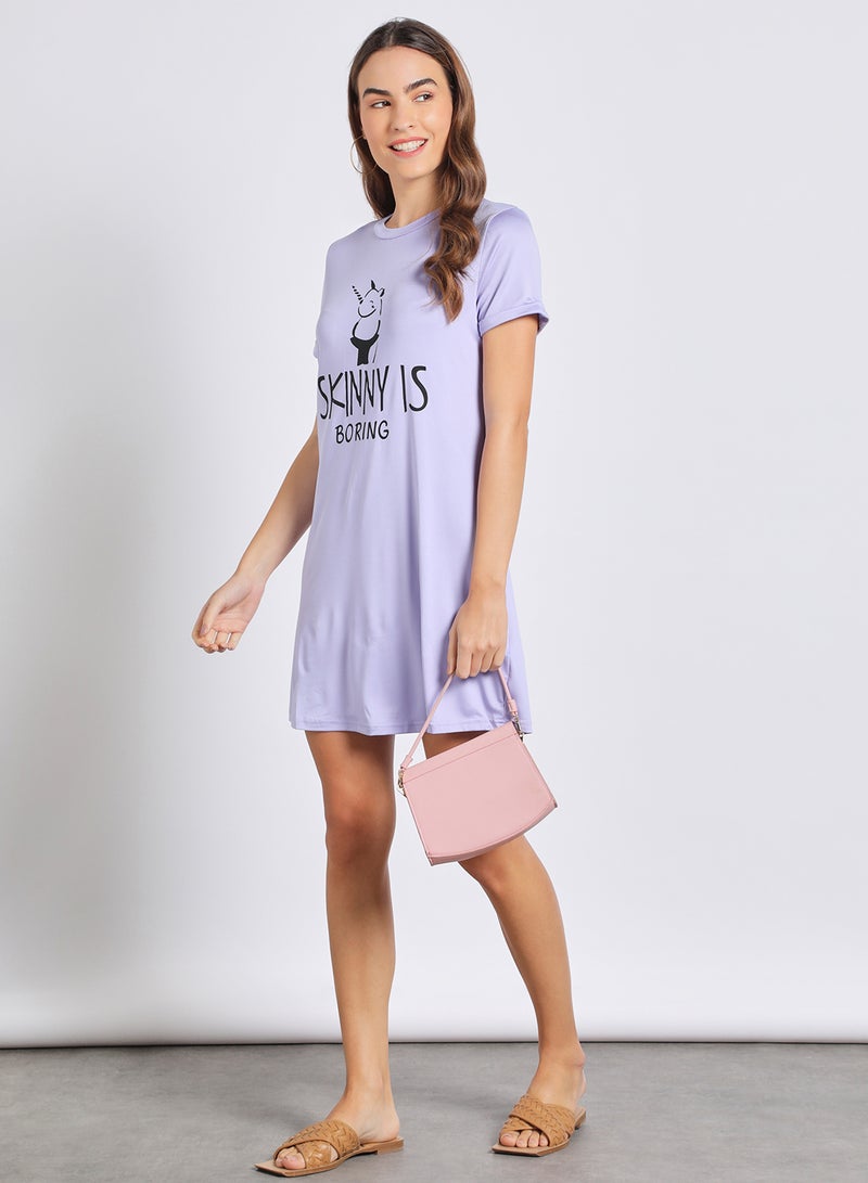 Aila Women'S Casual Short Sleeve Printed Dress Purple  - Image 2