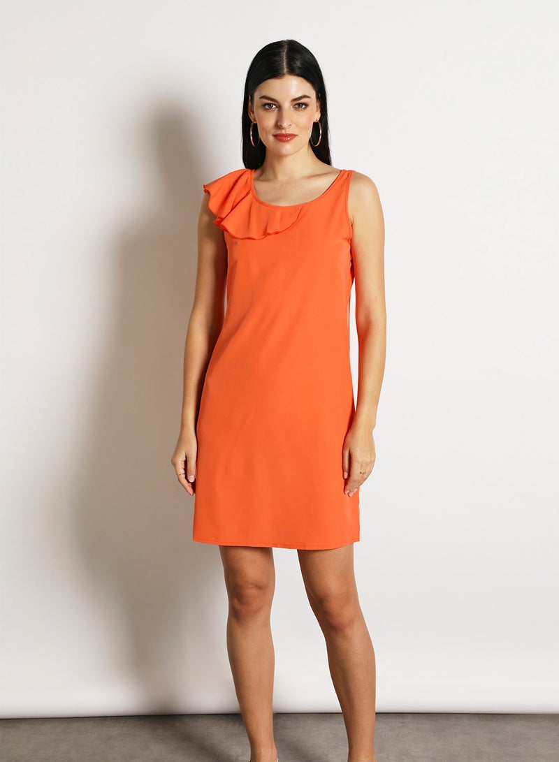 Women'S Casual Midi Sleeveless Plain Basic Dress Orange - v1636606691/N47960020V_1