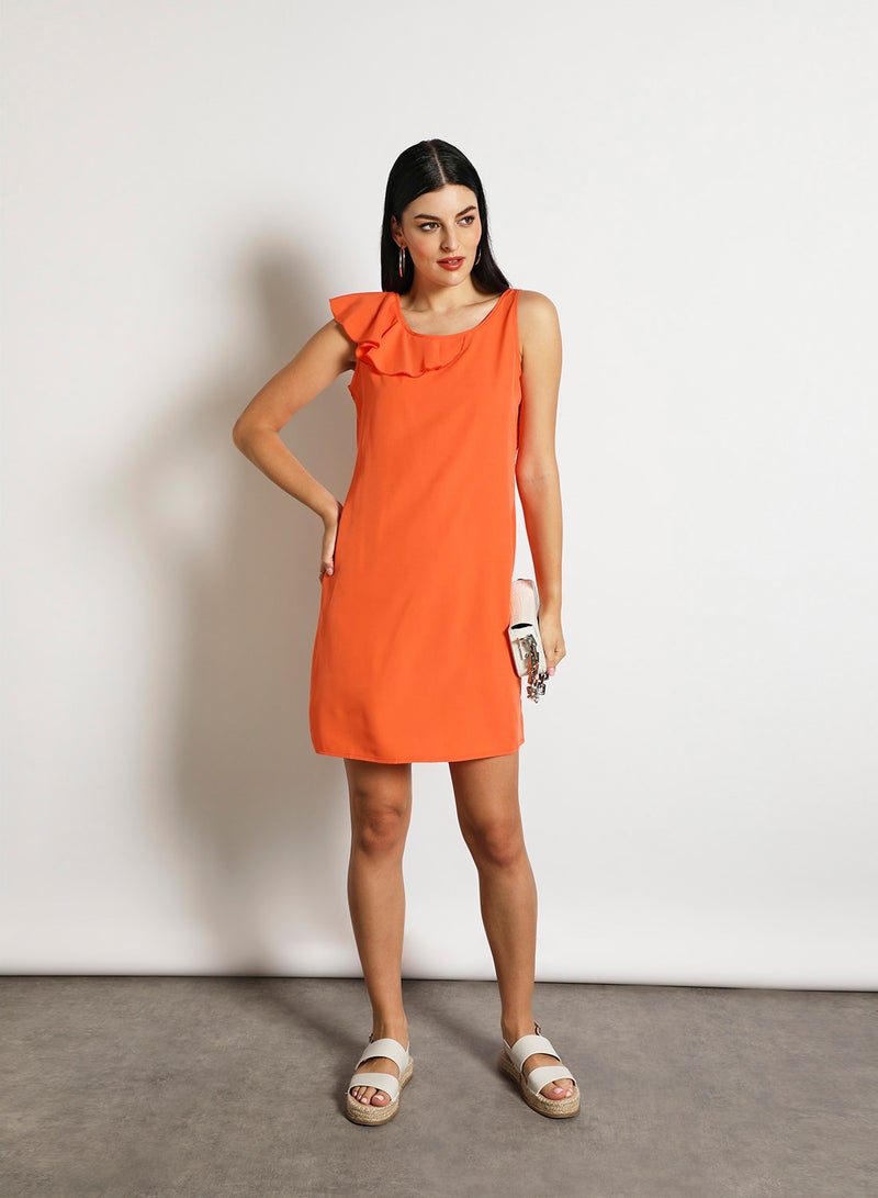 Women'S Casual Midi Sleeveless Plain Basic Dress Orange - v1636606692/N47960020V_2