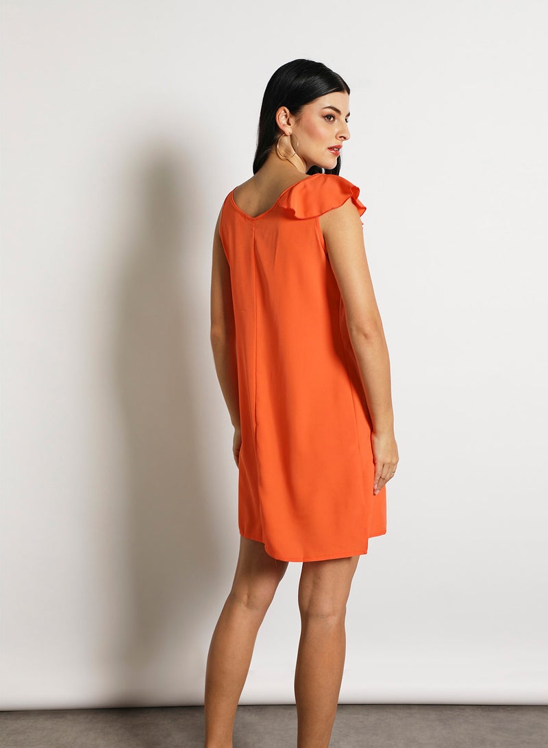 Women'S Casual Midi Sleeveless Plain Basic Dress Orange - v1636606692/N47960020V_3