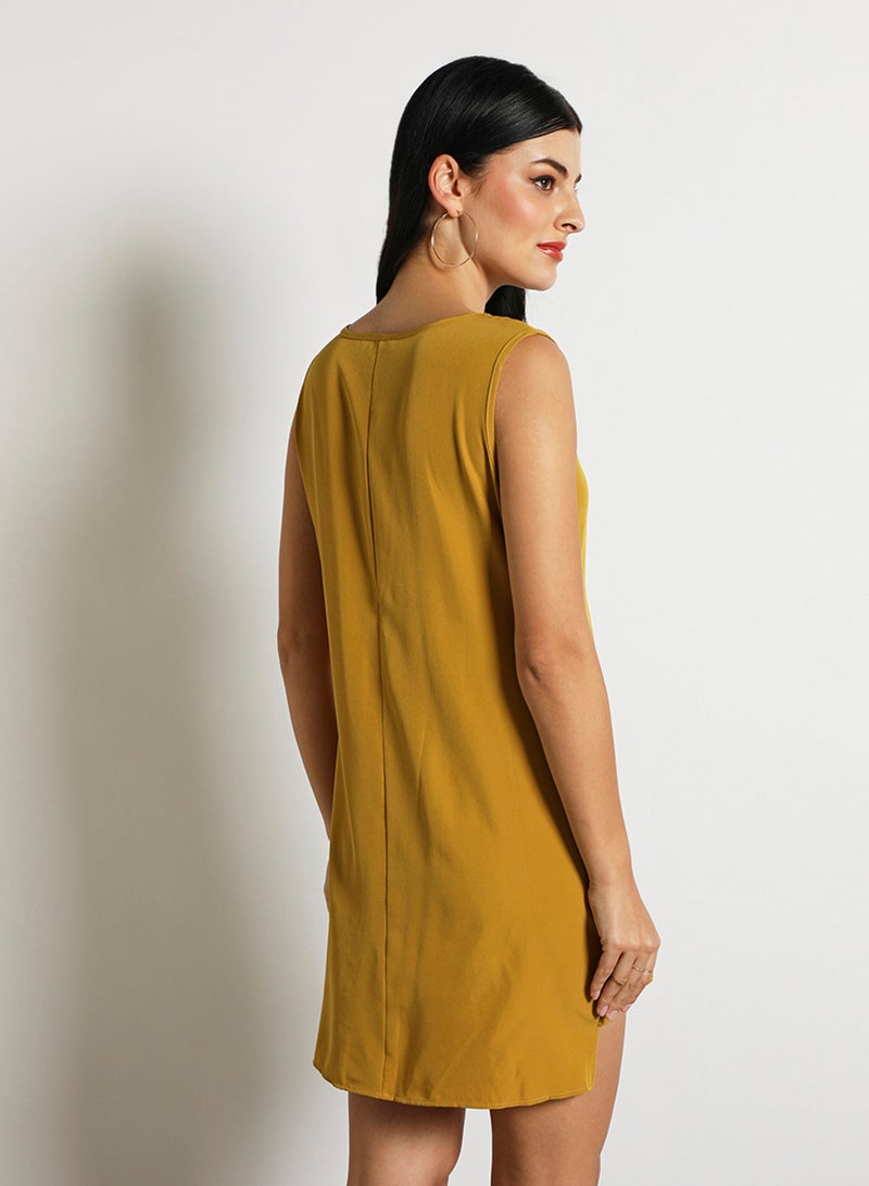 Aila - Women'S Casual Midi Sleeveless Plain Basic Dress Yellow - Image 1