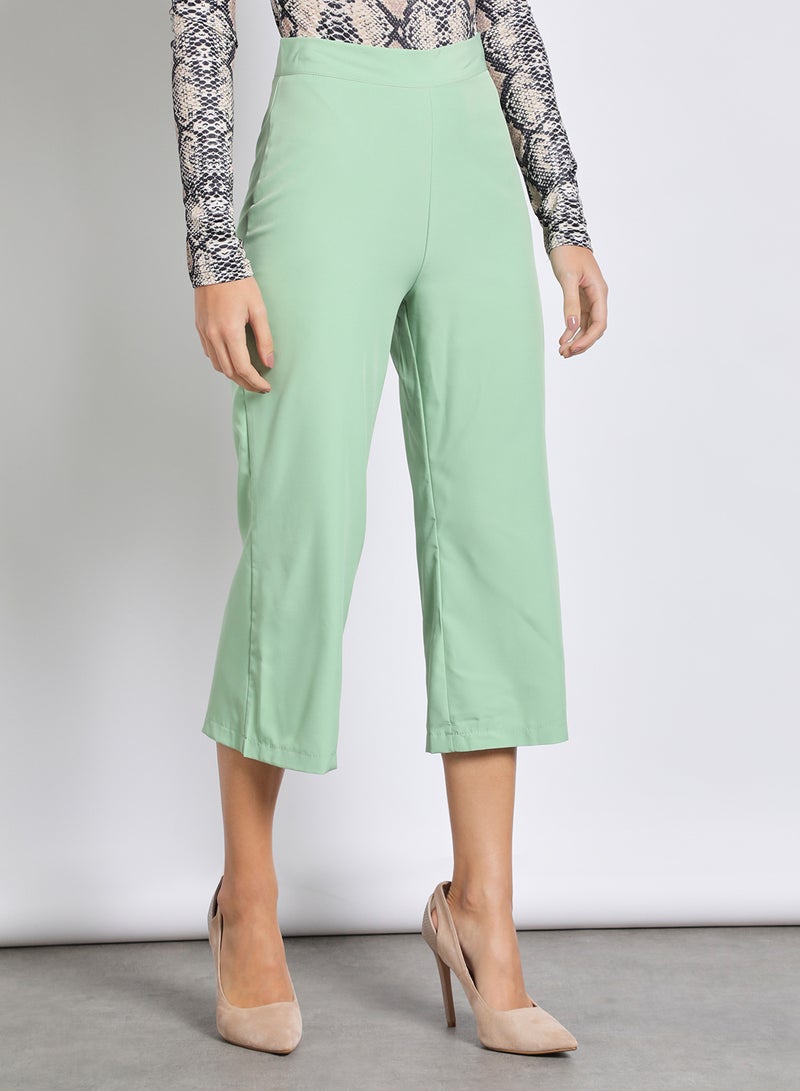 Aila Women'S Casual Solid Cropped Pant Bottle Green  - Image 1