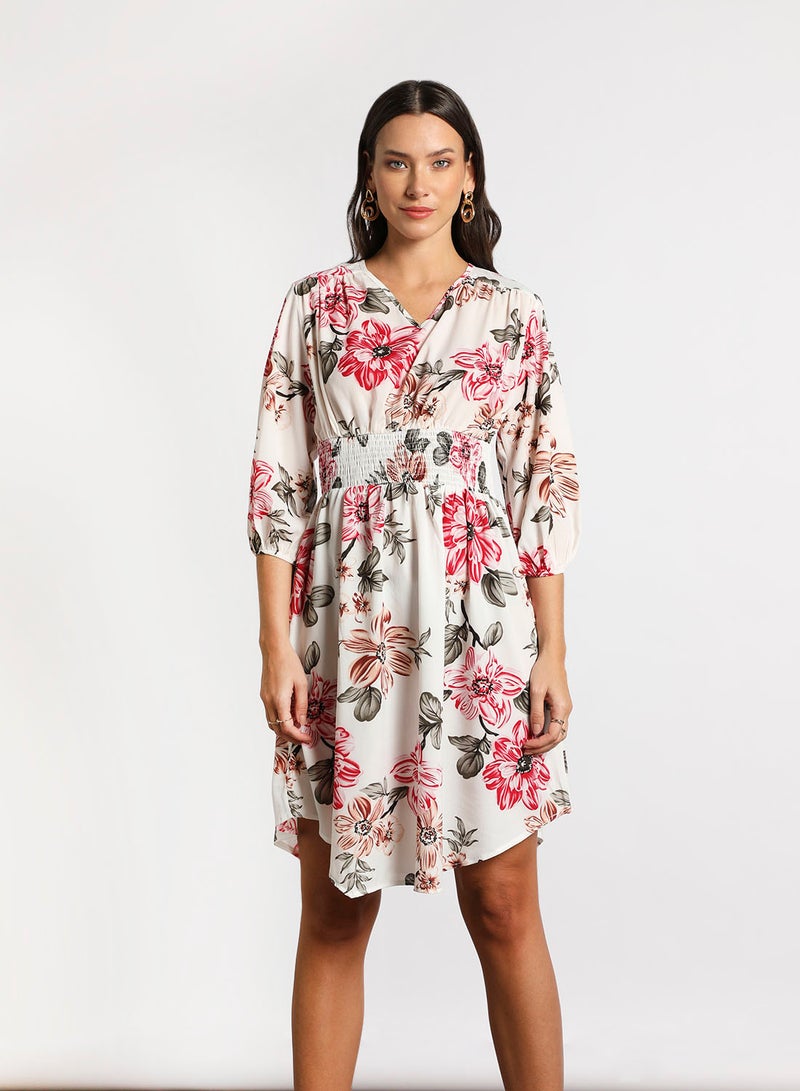 Aila - Women's Casual V-Neck Floral Print Long Sleeve Maxi Dress 1-Asprint - Image 1