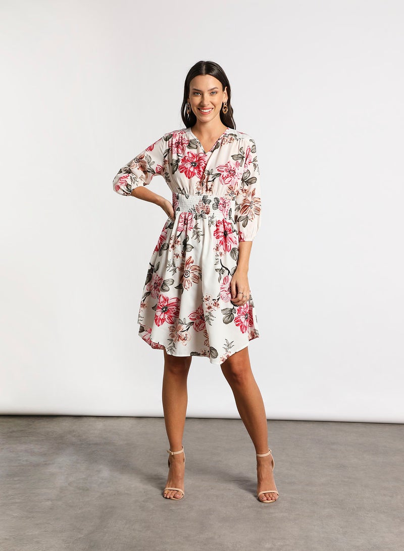 Aila - Women's Casual V-Neck Floral Print Long Sleeve Maxi Dress 1-Asprint - Image 1