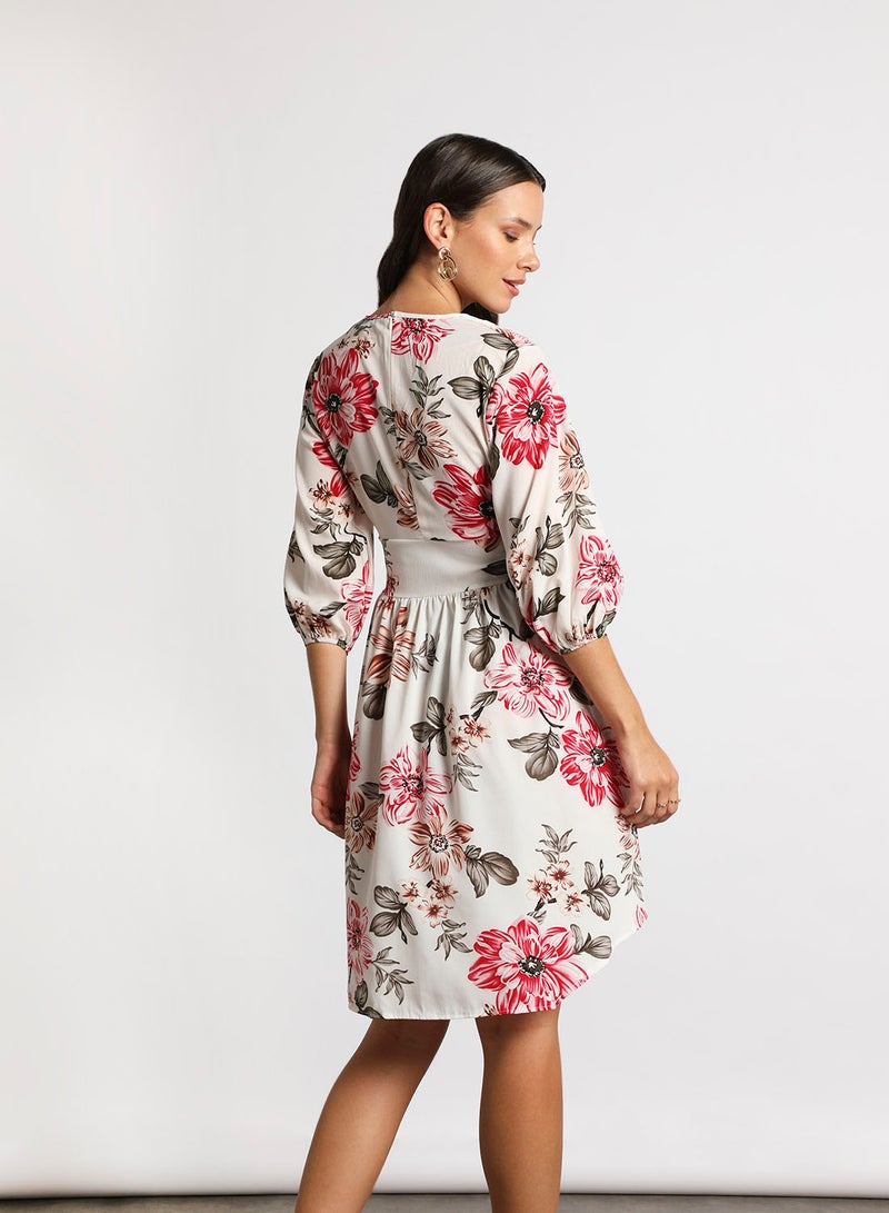 Aila - Women's Casual V-Neck Floral Print Long Sleeve Maxi Dress 1-Asprint - Image 1