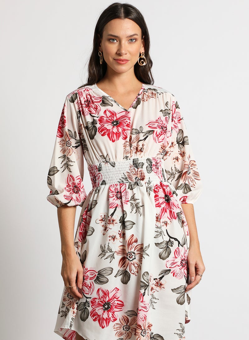 Aila - Women's Casual V-Neck Floral Print Long Sleeve Maxi Dress 1-Asprint - Image 1