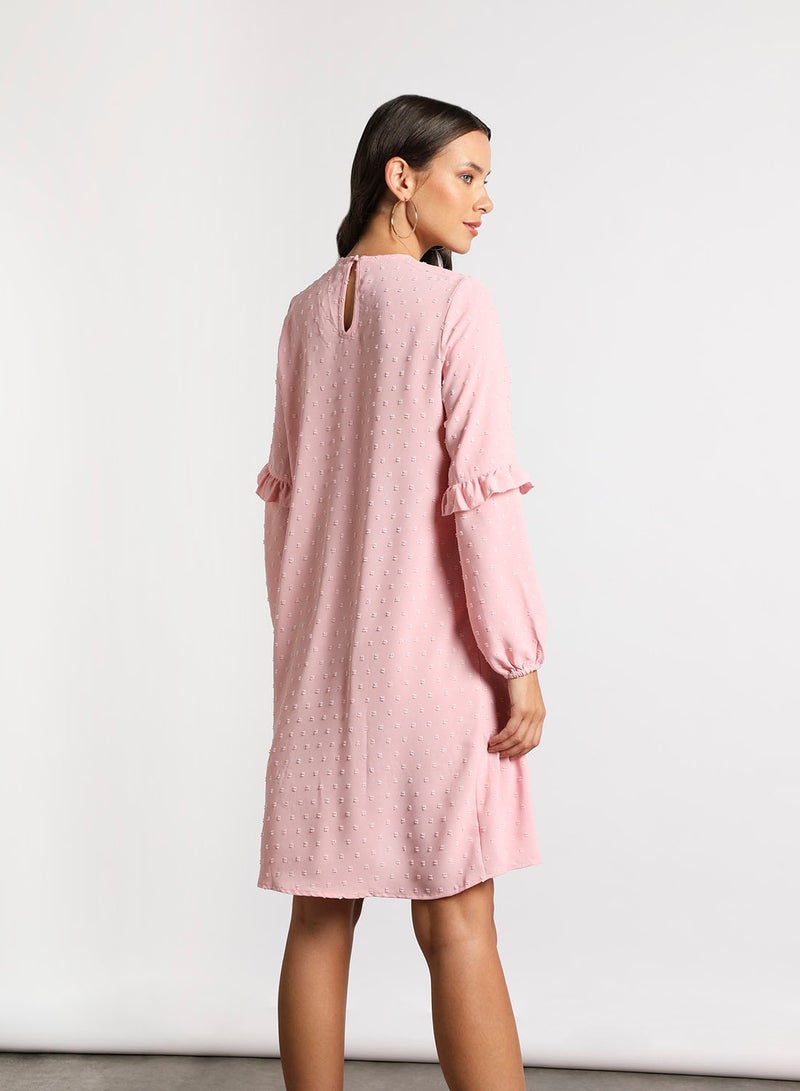 Aila - Women's Casual Round Neck Short Sleeve Maxi Dress Pink - Image 1