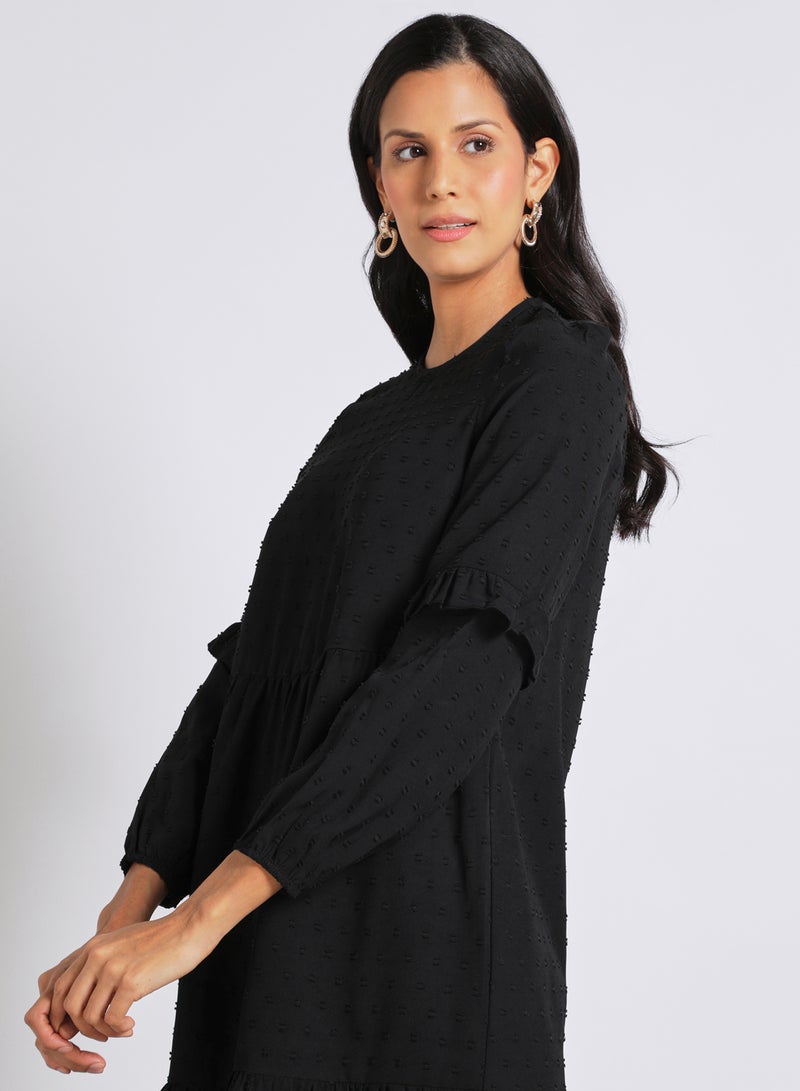 Aila Women's Casual Round Neck Short Sleeve Maxi Dress 1-Black  - Image 4