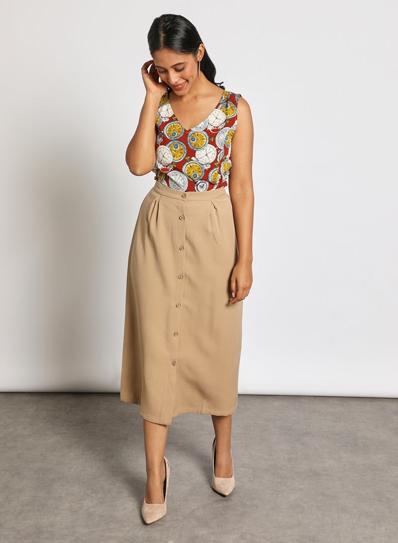 Aila Women's Casual Floral Print V Neck Sleeveless Top Multicolour  - Image 2