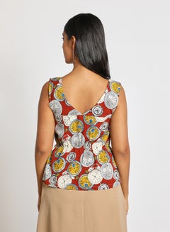 Women's Casual Floral Print V Neck Sleeveless Top Multicolour - v1636606805/N47969042V_3