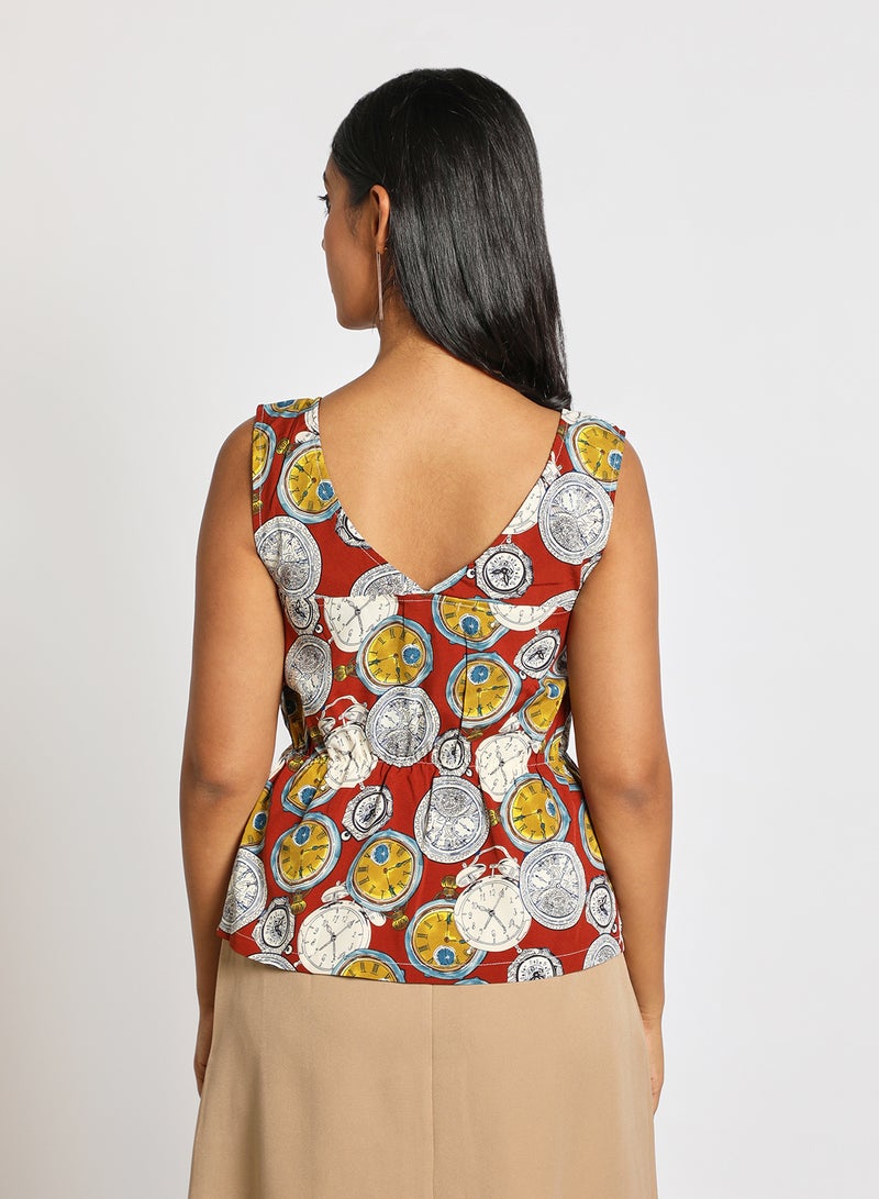 Aila Women's Casual Floral Print V Neck Sleeveless Top Multicolour  - Image 3