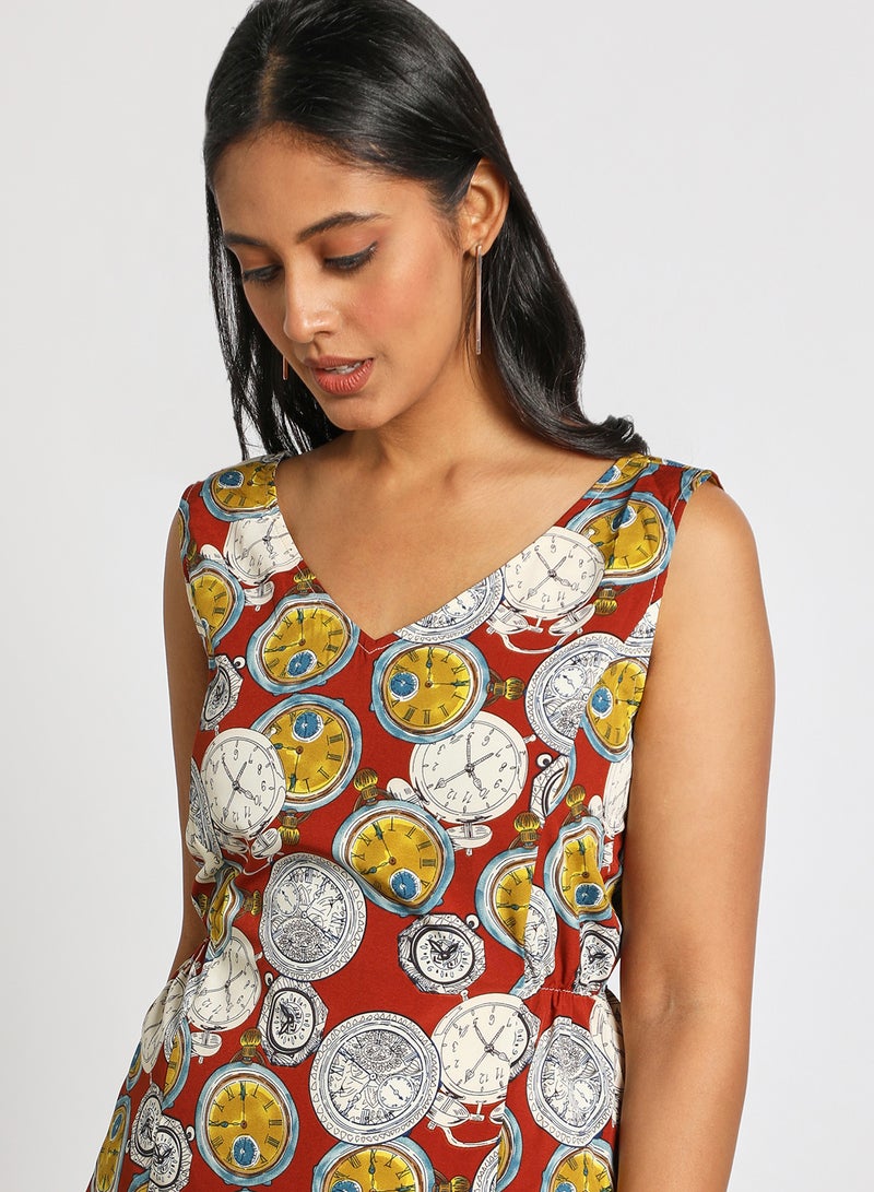 Aila Women's Casual Floral Print V Neck Sleeveless Top Multicolour  - Image 4