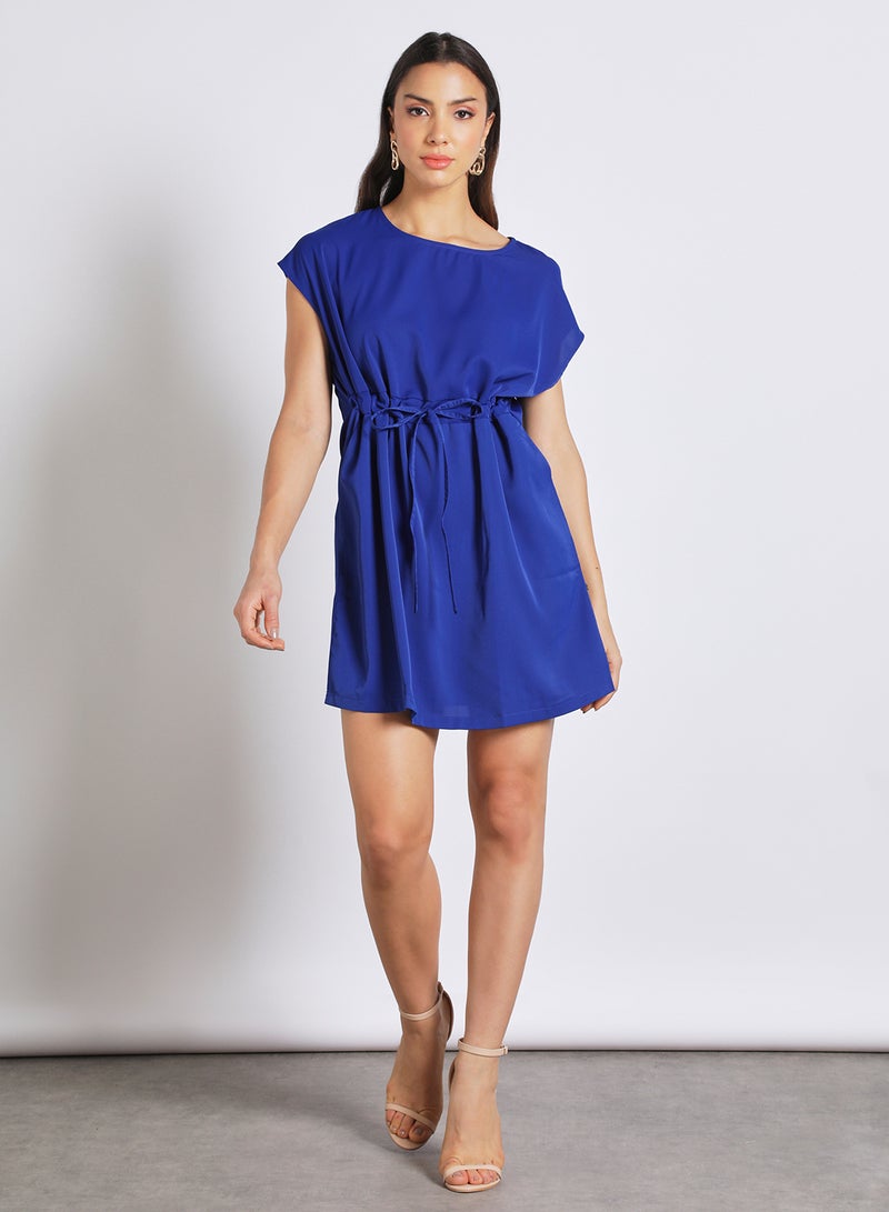 Aila Women's Tie-Up Waist Casual Wear Dress Blue  - Image 1