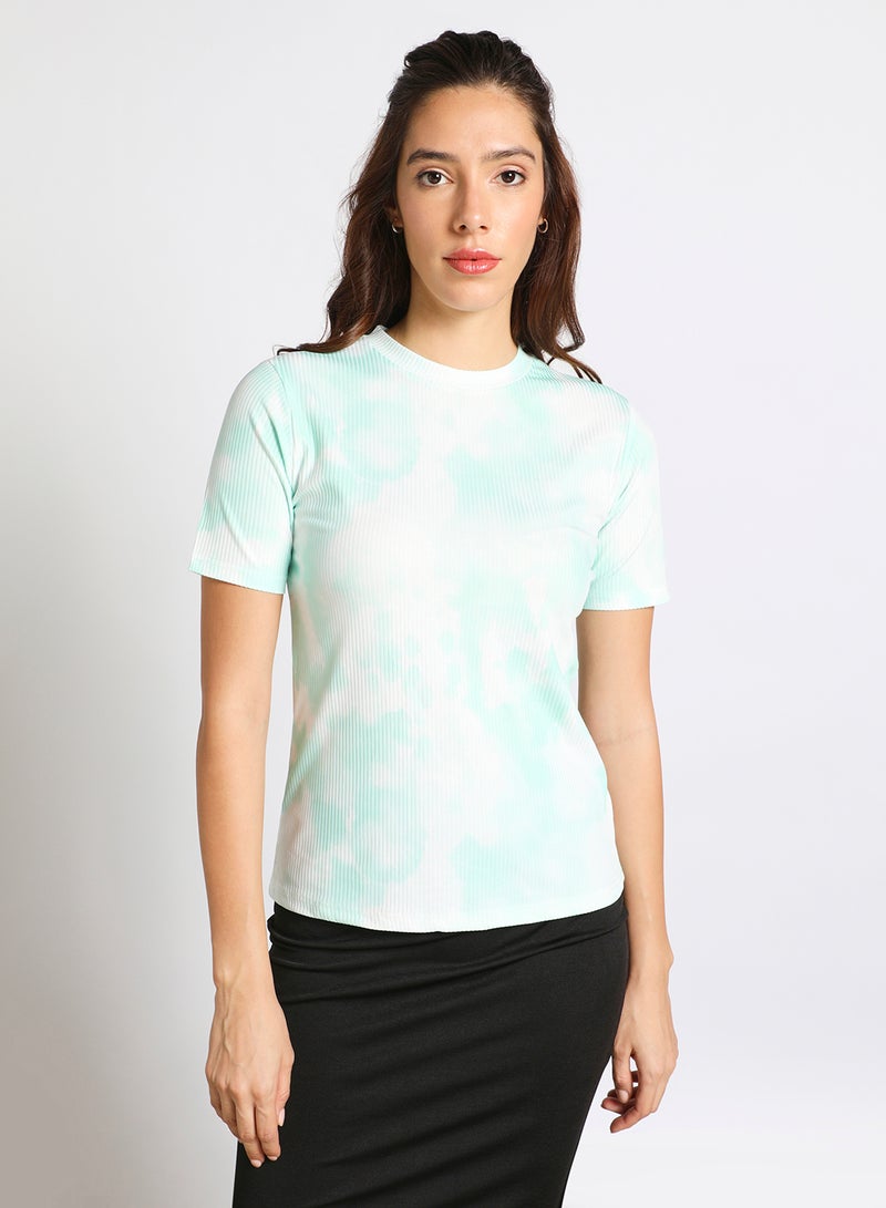 Aila Casual T-Shirt GREEN/WHITE  - Image 1