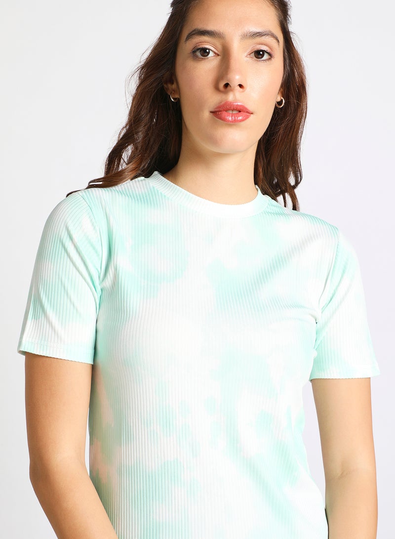 Aila Casual T-Shirt GREEN/WHITE  - Image 4